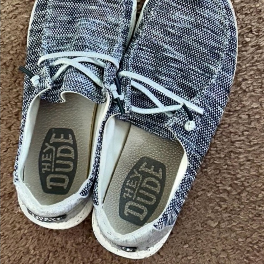 Hey Dude Textured Black and White Loafers